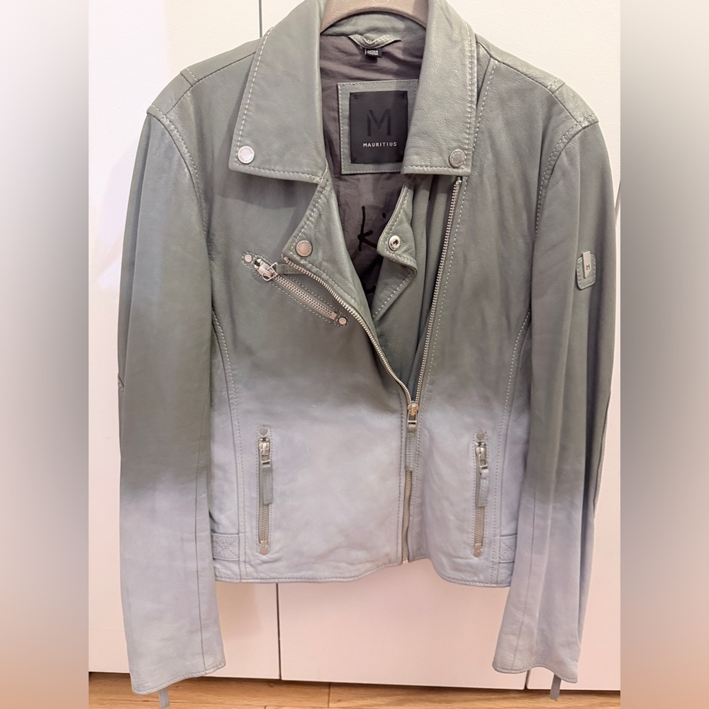 OMBRÉ Light Gray Leather Jacket